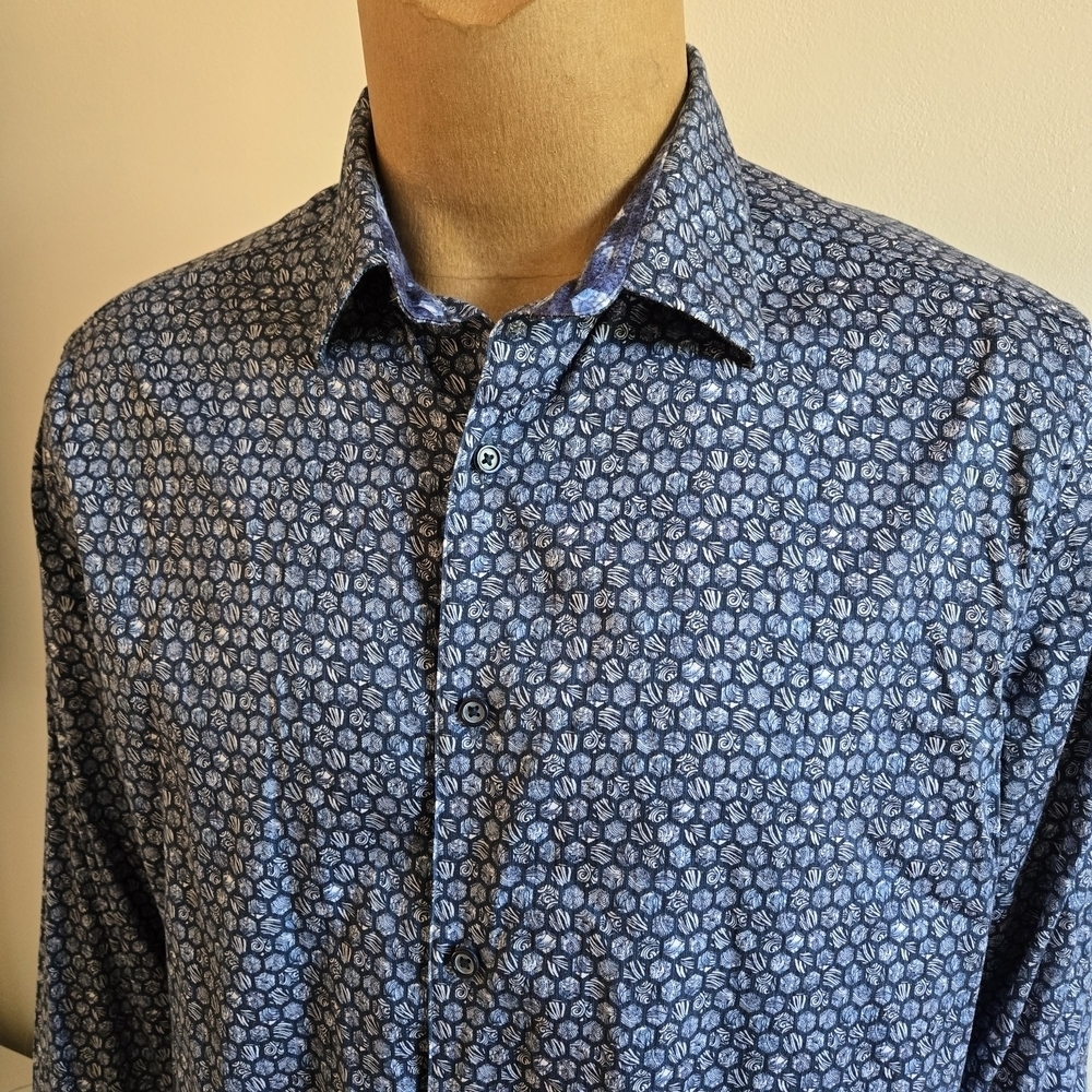 Robert Graham Blue Floral Button Down Shirt